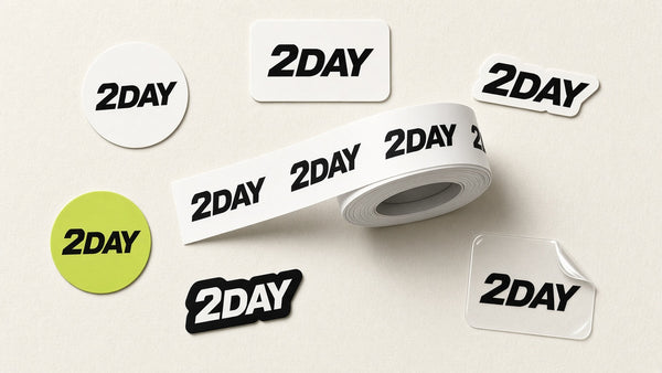 Free samples — 2DAY logo roll labels and cut-out decals