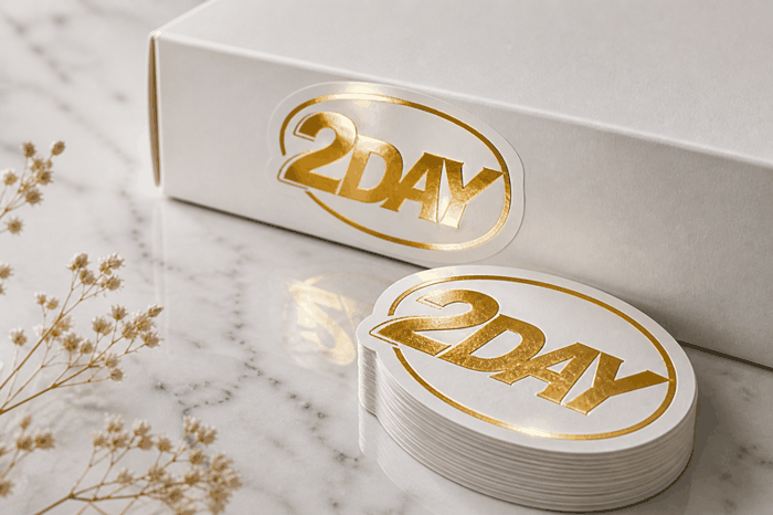 Custom printed 2Day labels for candle labels