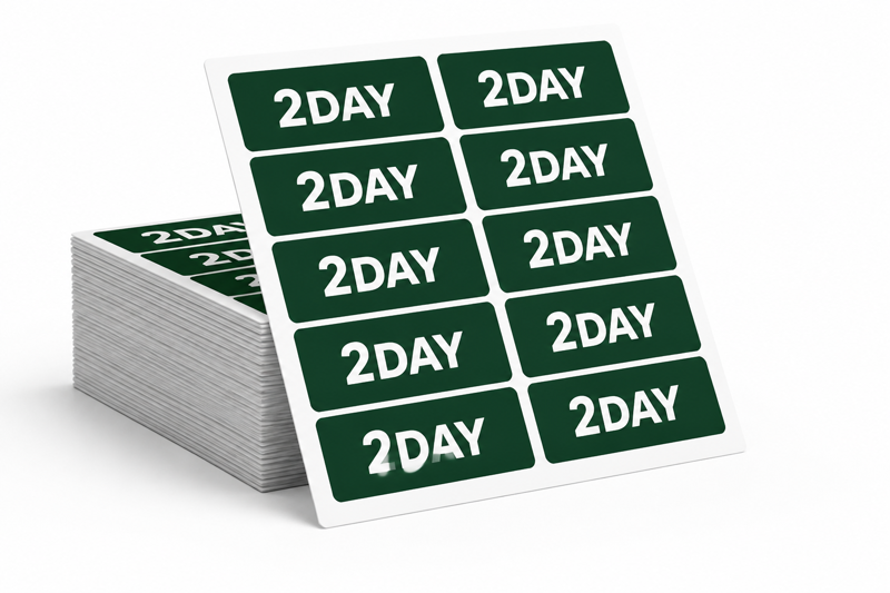 Custom printed 2Day labels for return address labels